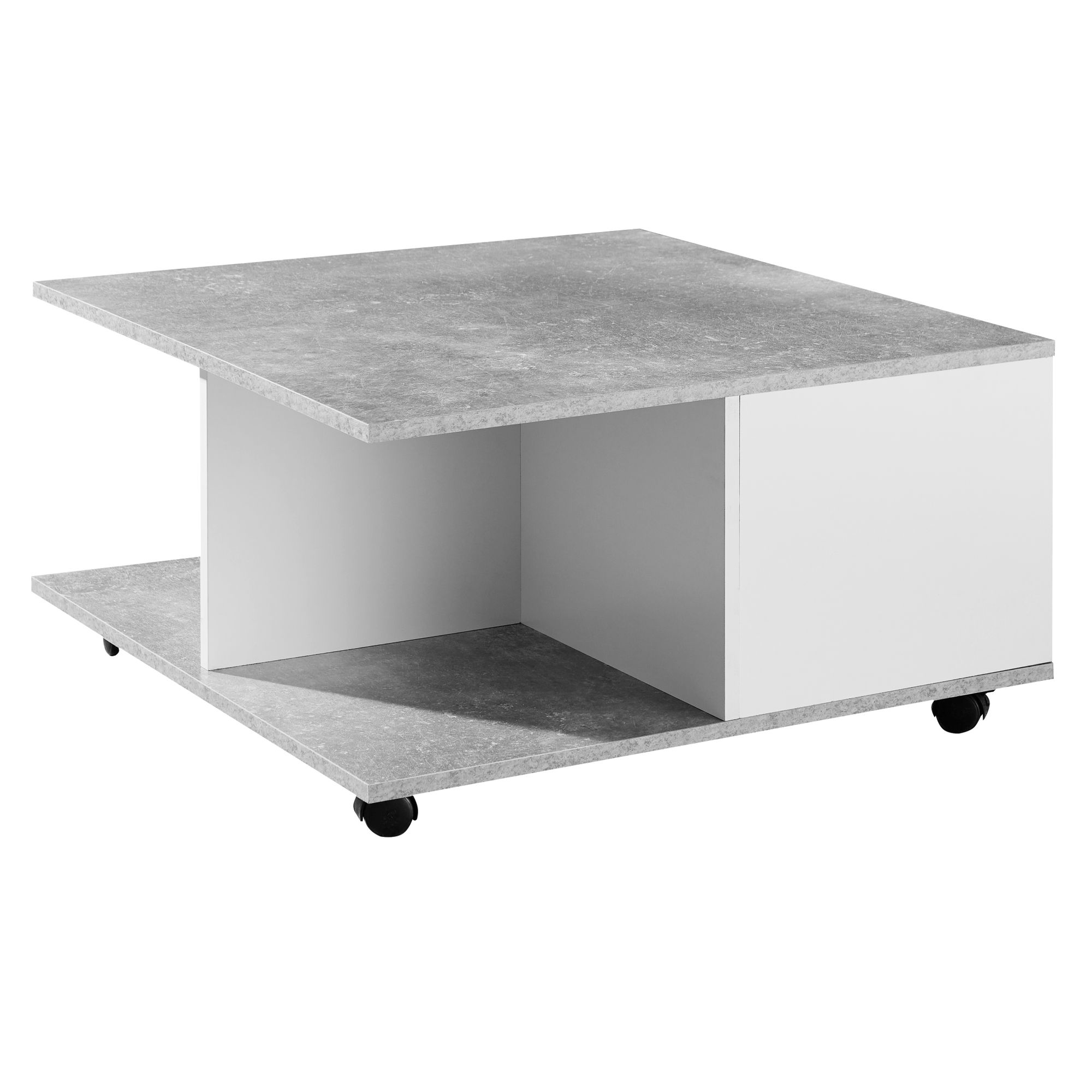Designový konferenční stolek  70x70 cm cementová šedá / bílá
