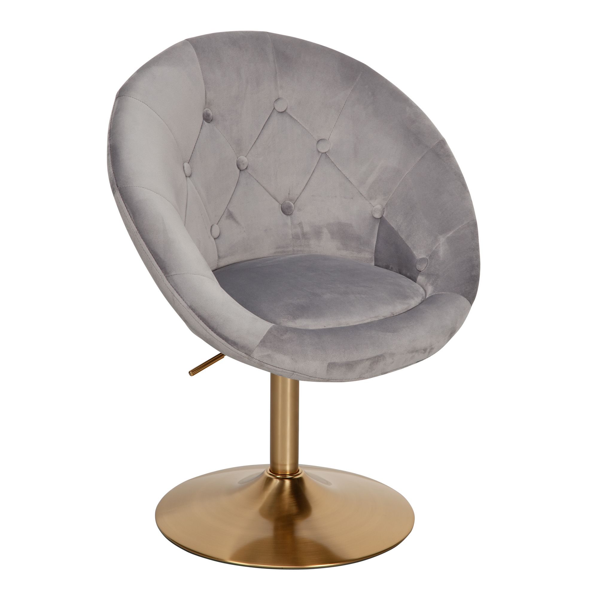Lounge křeslo samet šedé & zlaté | Otáčivý design | 67x80-100x62 cm