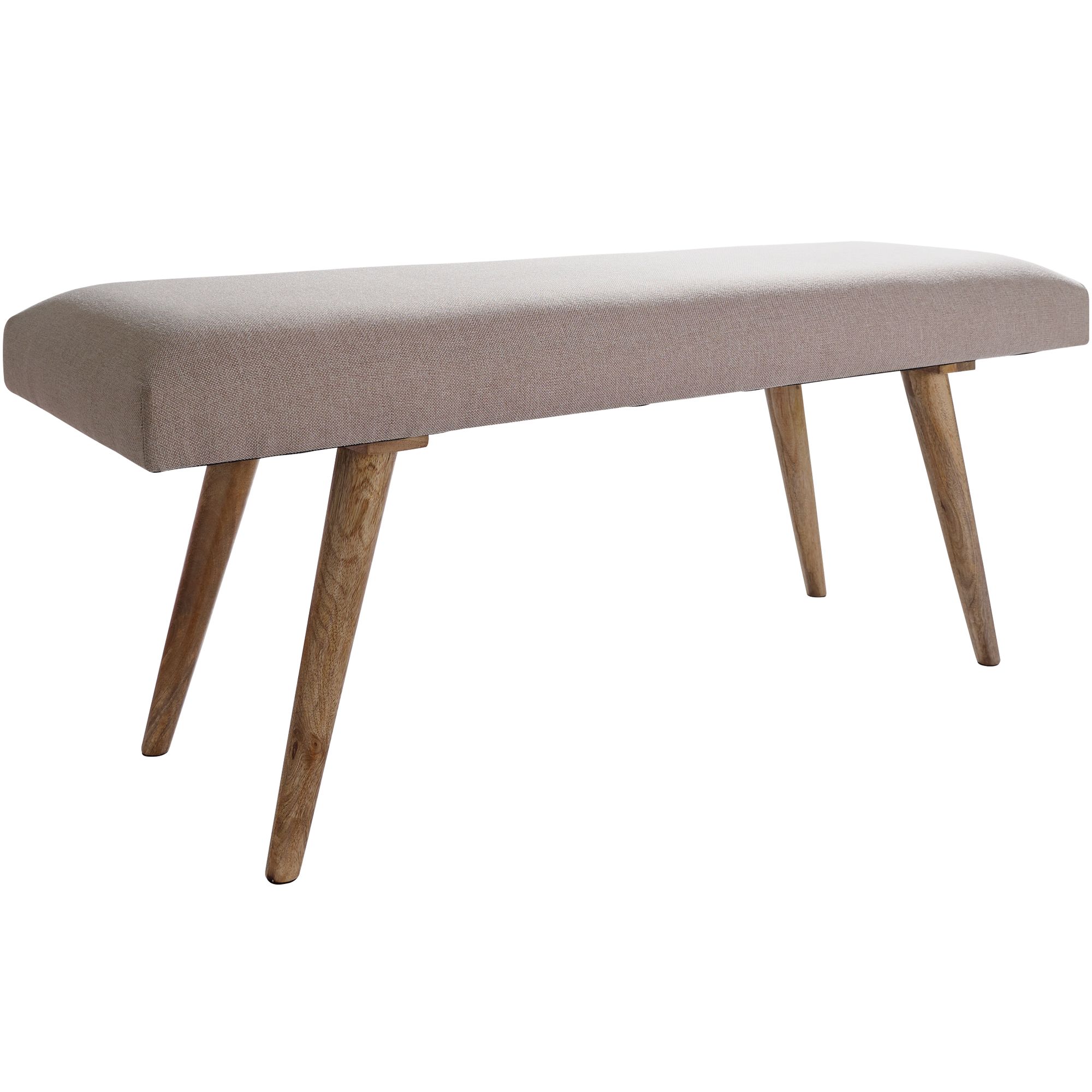Beige Fabric Bench | Mango Solid Wood | 117x51x38 cm