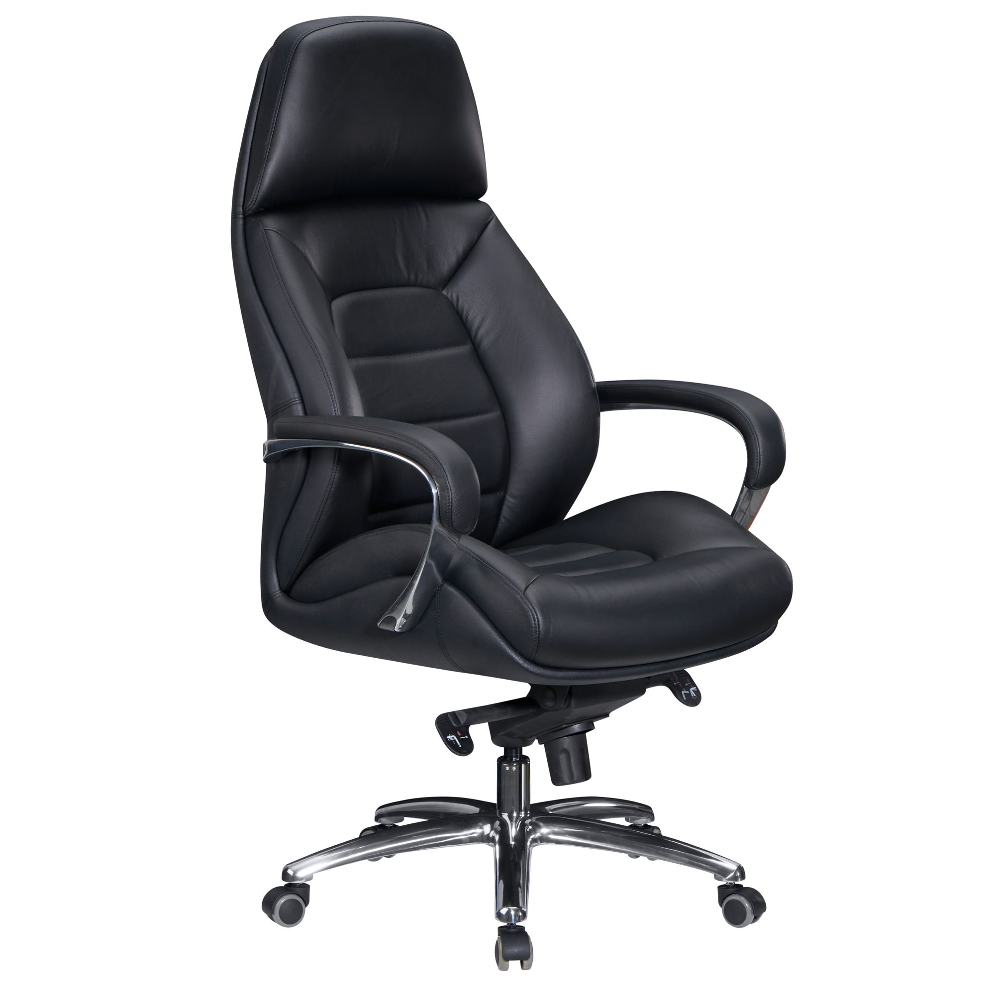 Designerská XXL kancelářská židle pravá kůže černá | 67x67x127-136,5 cm | Max. zatížení 120 kg