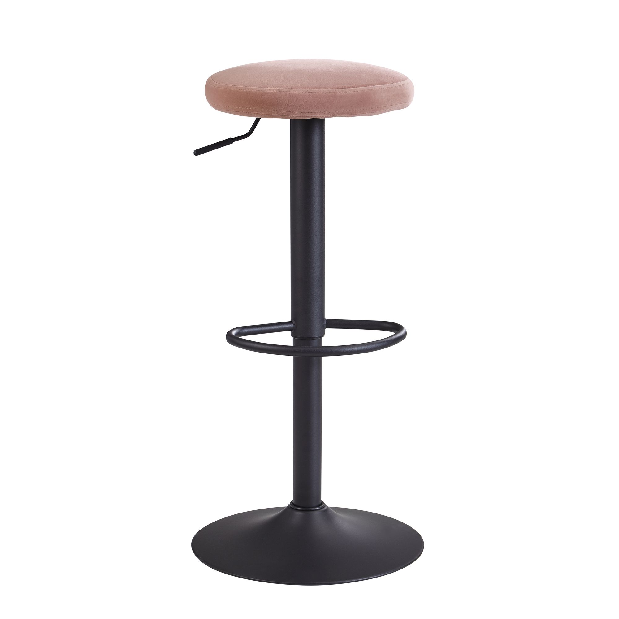 Barová Židle Samet Růžová | Bez opěradla | 58-79 cm | Polyesterová tkanina a kov