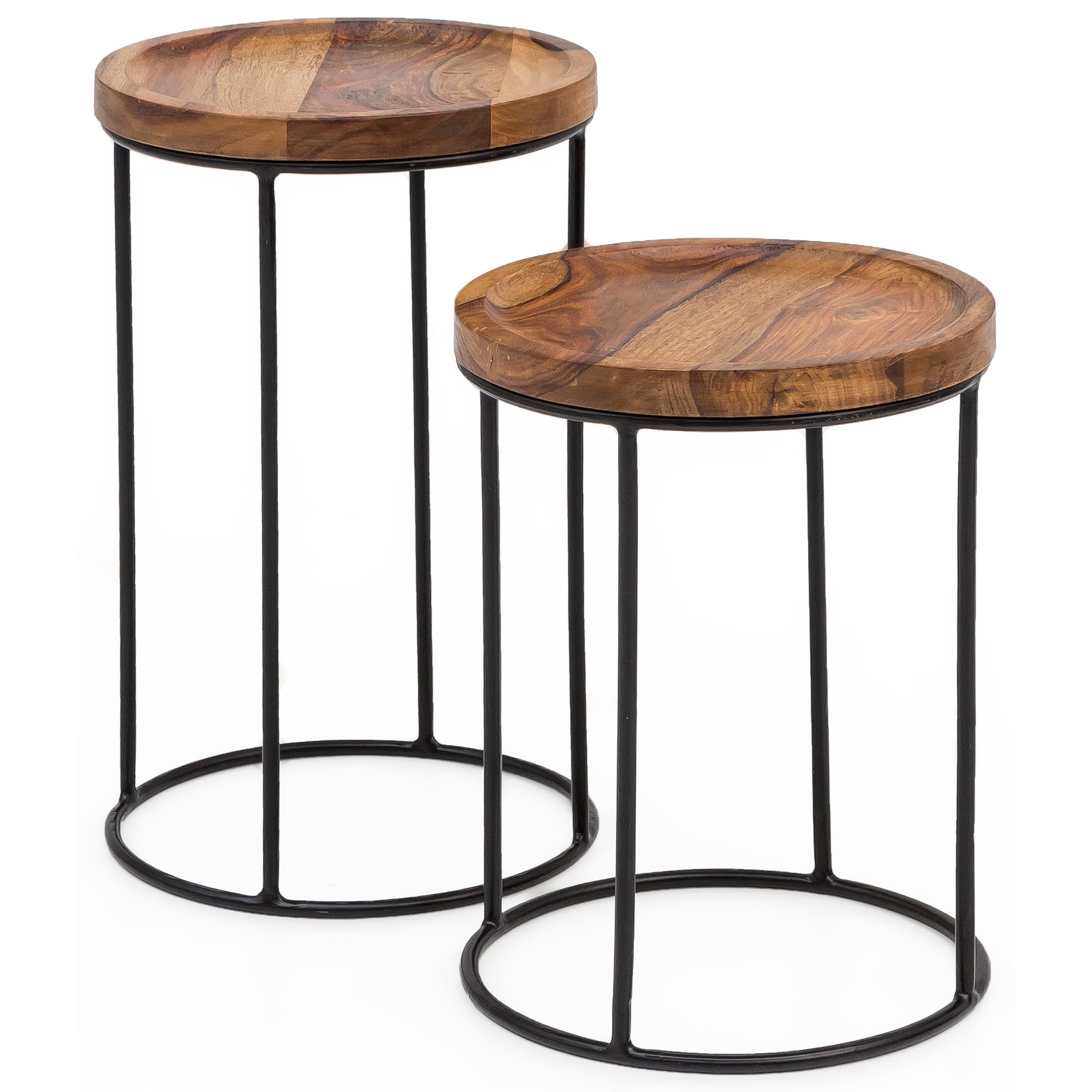 Designový hnízdní stolek wl5.661 sheesham metal side table set 2 small