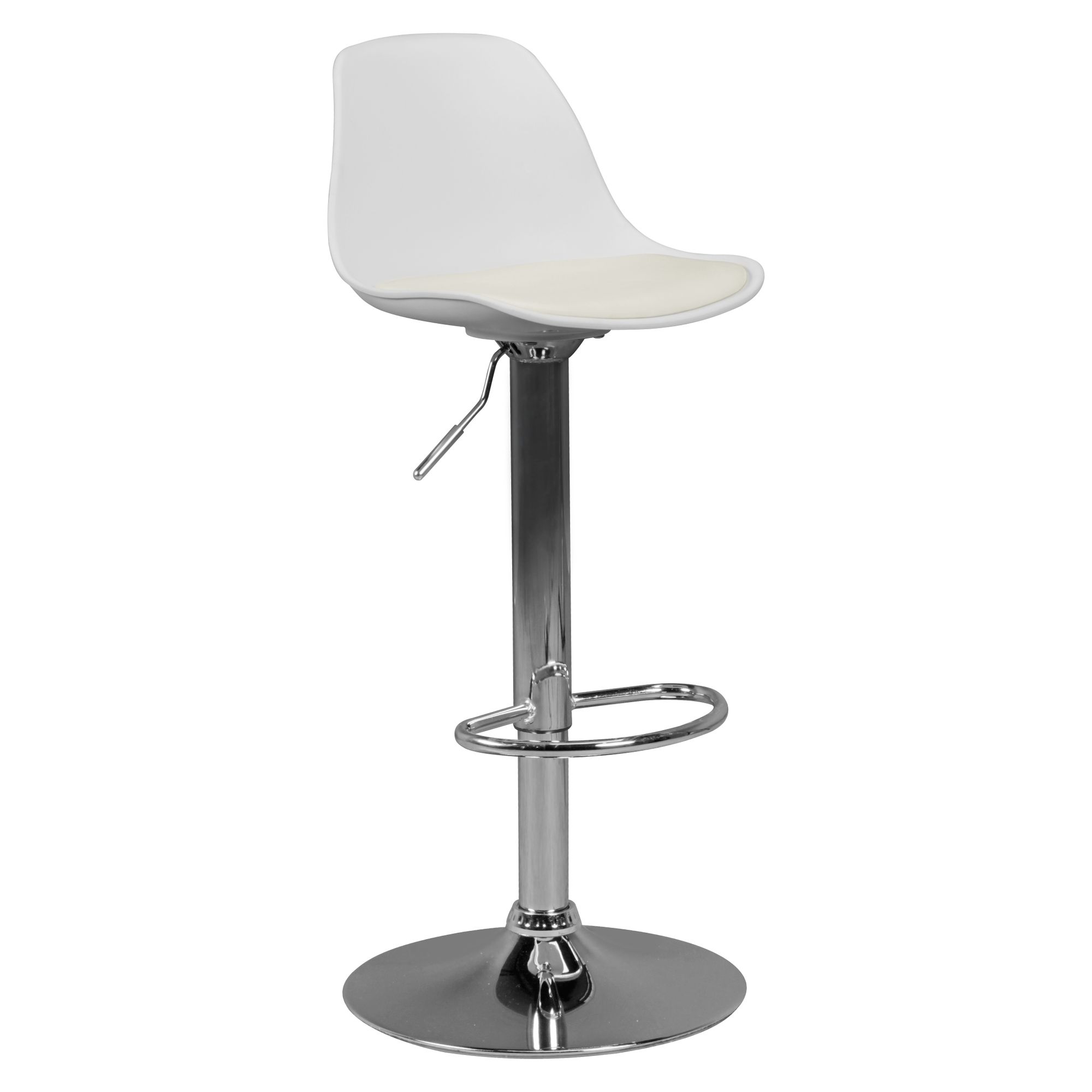 Barová stolička KORSIKA | Bílá koženka | Výška 84-104 cm