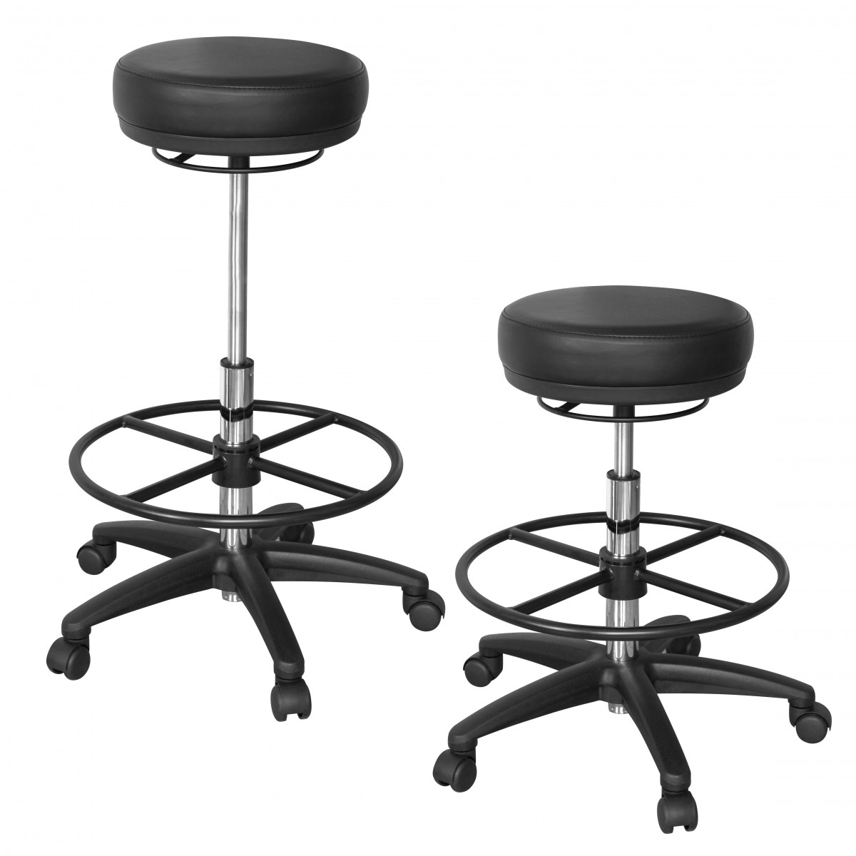 Pracovní stolička ROLAND | Černá syntetická kůže | Průměr sedáku 35 cm