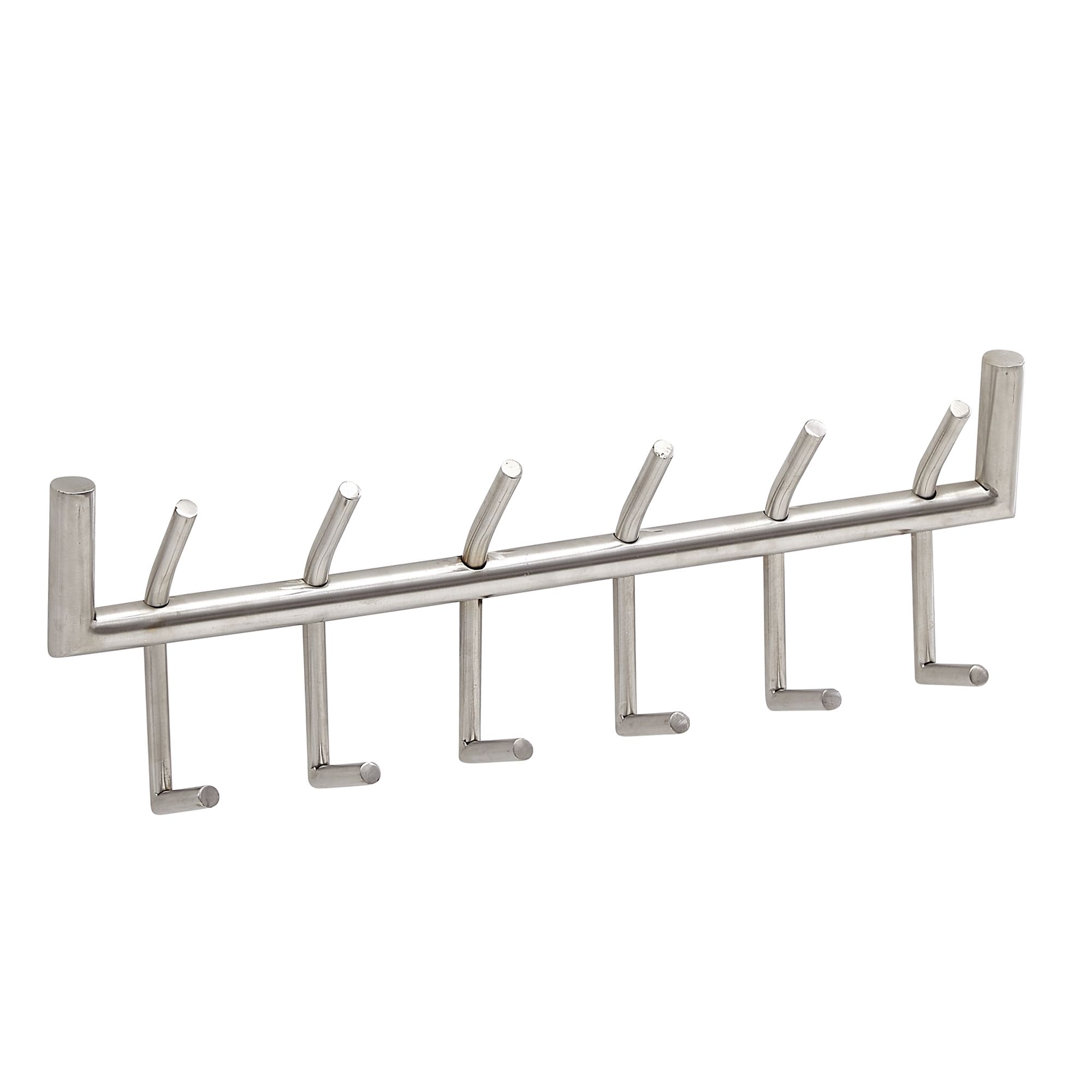 Nástěnný věšák kov stříbrný | 60x19x10 cm | leštěná ocel Nástěnný věšák kov stříbrný | 60x19x10 cm | leštěná ocel