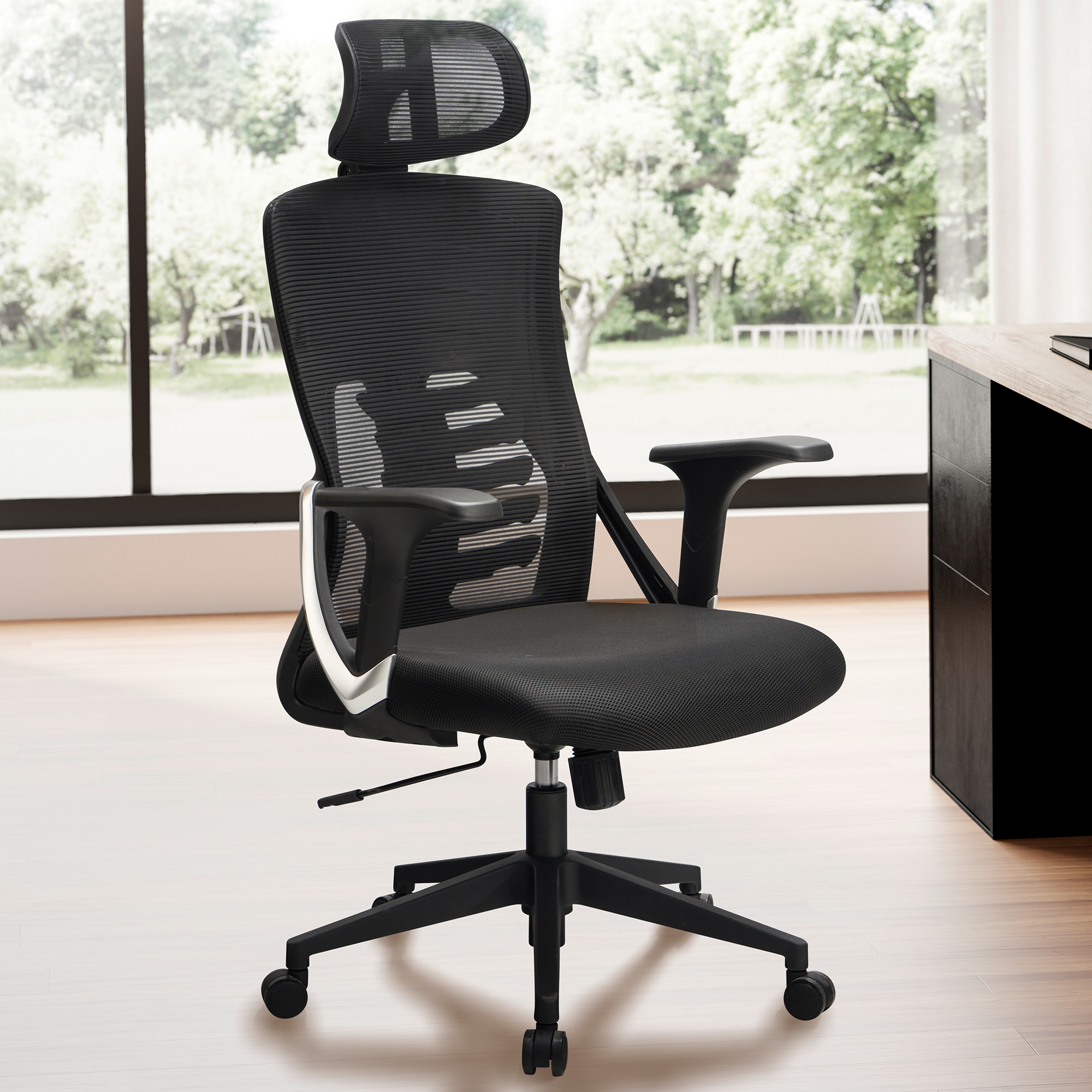 Černá kancelářská židle s mesh potahem | Moderní design | V 113-123 cm Š 65 cm H 65 cm