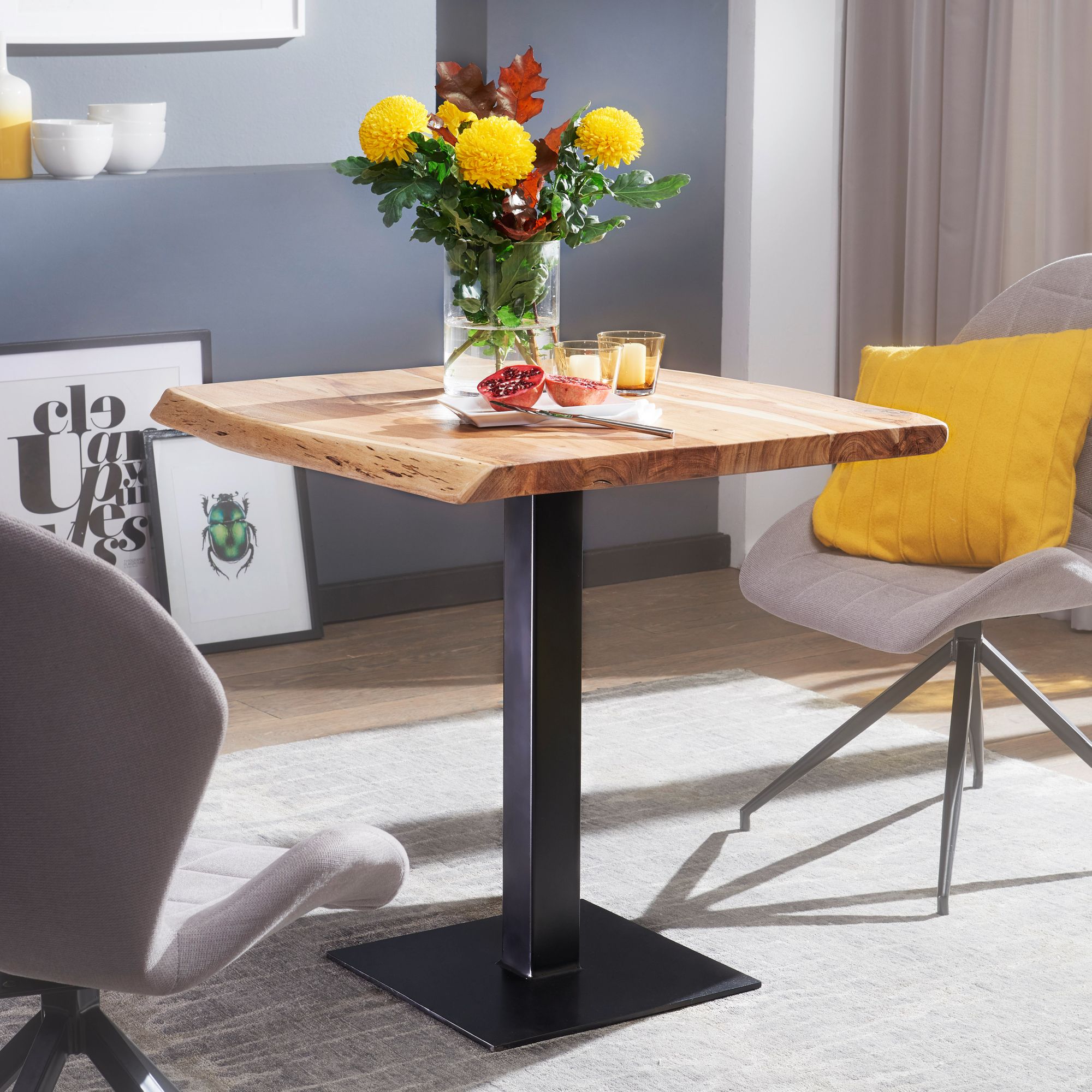 Jídelní stůl hrana 80 x 75 x 75 cm akáciový jídelní stůl z masivního dřeva