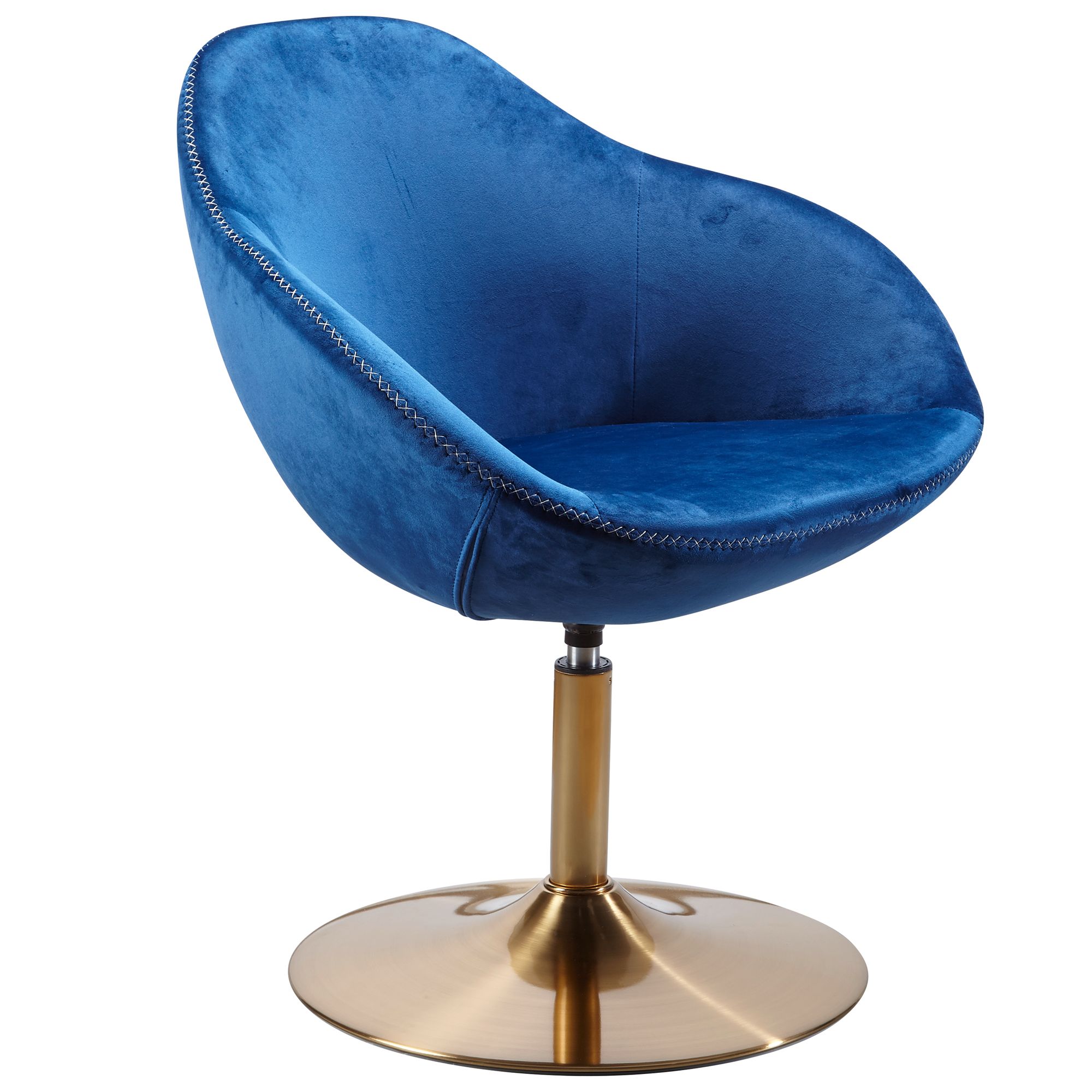 Lounge křeslo SIRAN Samet Modrá / Zlatá | 70x79x70 cm | Design otočné křeslo