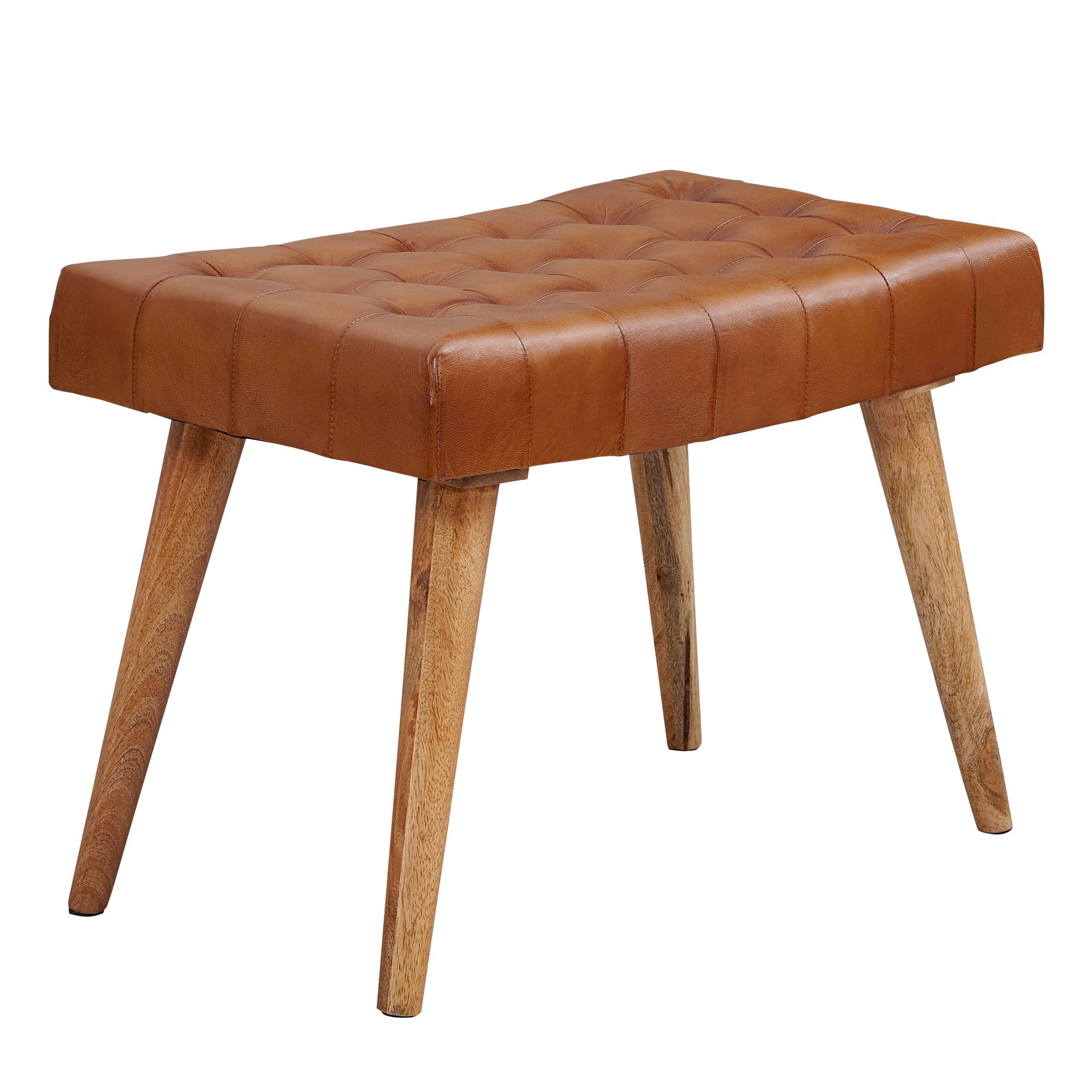 Stolička 67x47x39 cm mango masivní dřevo / pravá kůže chesterfield design