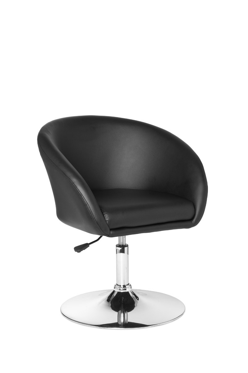 Designové relaxační křeslo | Černá umělá kůže | Nastavitelná výška 72-84 cm | Max. zatížení 120 kg