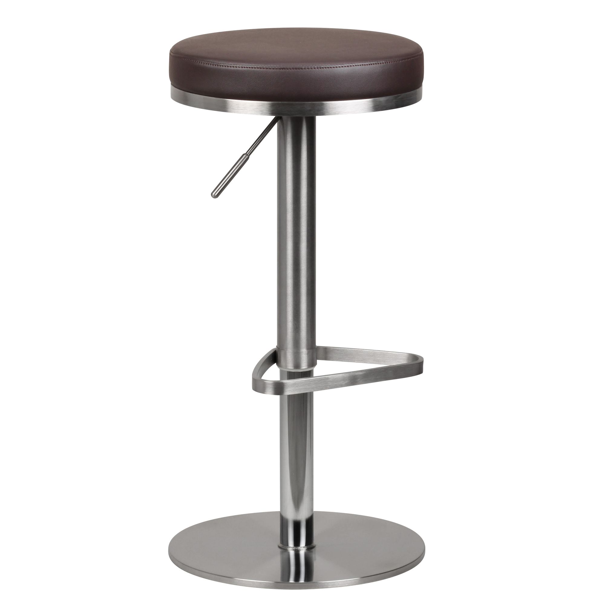Barová židle hnědá PU kůže nerez ocel výškově stavitelná 57-82 cm | Otáčecí 360° moderní design