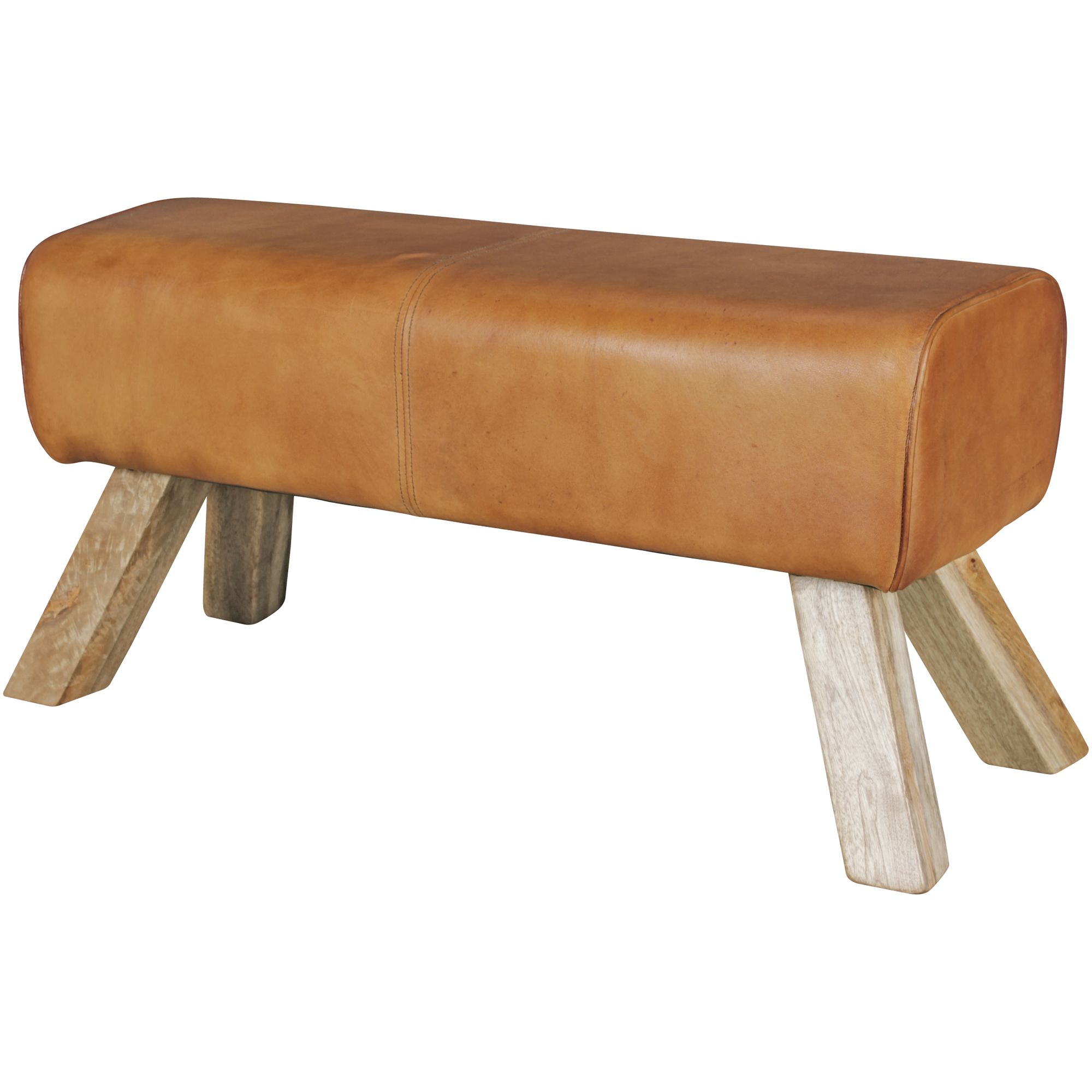 Designový Stolička Pravá Hnědá Kůže & Mangové Dřevo | 90 x 43 x 30 cm